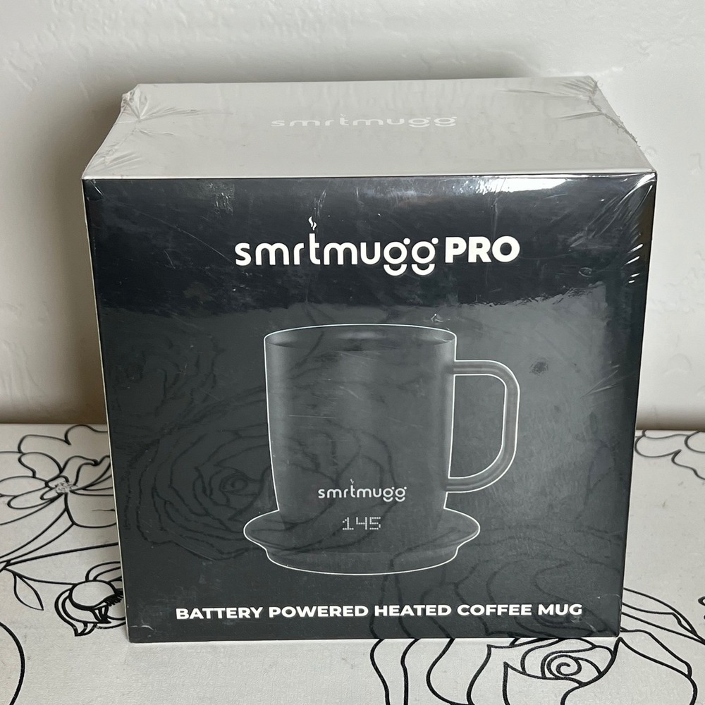 Smrtmugg Pro V2 Battery Powered Heated Coffee Mug Black 14oz Smart Display New